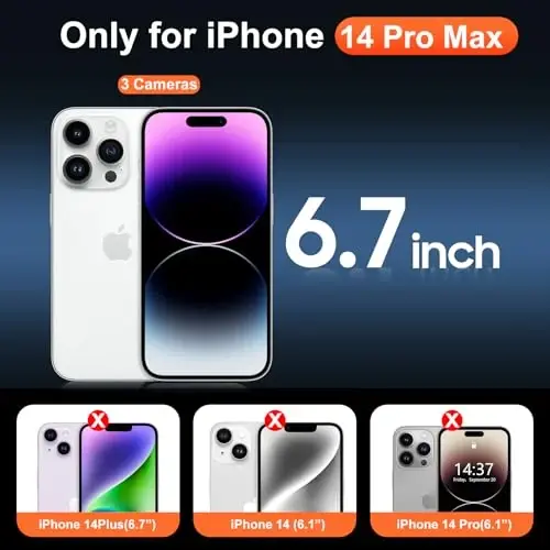 iPhone 14 Pro Max uchun Temdan g'ilofi ekran himoyachisi bilan, Magsafe bilan mos, sarg'ayishga qarshi, harbiy darajadagi himoya, zarbaga chidamli ingichka magnit telefon g'ilofi, shaffof - TEMDAN