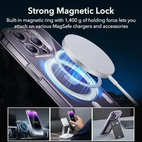 iPhone 14 Pro uchun ESR gʻilofi, MagSafe bilan mos, harbiy darajadagi himoya, sargʻayish va tirnalishga chidamli, iPhone 14 Pro uchun magnitli telefon gʻilofi, Zero seriyasi, shaffof - 5