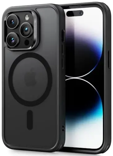 iPhone 14 Pro uchun ESR g'ilofi, MagSafe bilan mos, zarbaga chidamli harbiy darajadagi himoya, sarg'ayishga chidamli, iPhone 14 Pro uchun magnit telefon g'ilofi, Classic Hybrid Case (HaloLock), muzli qora - ESR