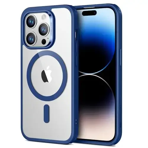 iPhone 14 Pro uchun ESR g'ilofi, MagSafe bilan mos, zarbaga chidamli harbiy darajadagi himoya, sarg'ayishga chidamli, iPhone 14 Pro uchun magnit telefon g'ilofi, Classic Hybrid Case (HaloLock), tiniq ko'k - 1