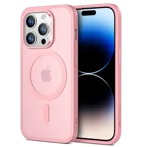 iPhone 14 Pro uchun ESR g'ilofi, MagSafe bilan mos, zarbaga chidamli harbiy darajadagi himoya, sarg'ayishga chidamli, iPhone 14 Pro uchun magnit telefon g'ilofi, klassik gibrid g'ilof (HaloLock), muzli pushti - 1