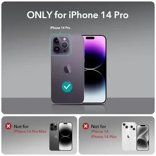 iPhone 14 Pro uchun ESR g'ilofi Stend bilan, MagSafe bilan mos, To'liq harbiy darajadagi tushishga chidamli g'ilof, o'rnatilgan 9H+ temperli shisha ekran himoyachisi, Armor seriyasi, toza binafsha - 2