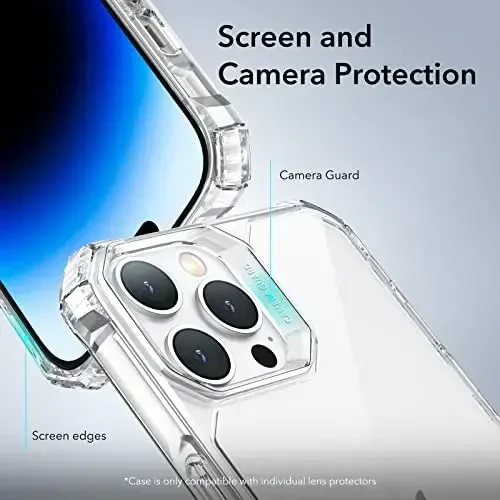 iPhone 14 Pro uchun ESR g'ilofi, zarbani yutuvchi burchaklar bilan harbiy darajadagi himoya, tirnalishga chidamli va sarg'ayishga qarshi akril orqa, ingichka himoya telefon g'ilofi, Air-Armor seriyasi, shaffof - 4