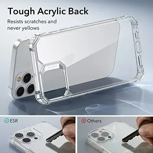 iPhone 14 Pro uchun ESR g'ilofi, zarbani yutuvchi burchaklar bilan harbiy darajadagi himoya, tirnalishga chidamli va sarg'ayishga qarshi akril orqa, ingichka himoya telefon g'ilofi, Air-Armor seriyasi, shaffof - 5