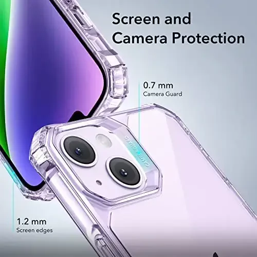 iPhone 14 Pro uchun ESR g'ilofi, zarbani yutuvchi burchaklar bilan harbiy darajadagi himoya, tirnalishga chidamli va sarg'ayishga qarshi akril orqa, ingichka himoya telefon g'ilofi, Air-Armor seriyasi, toza binafsha - 3