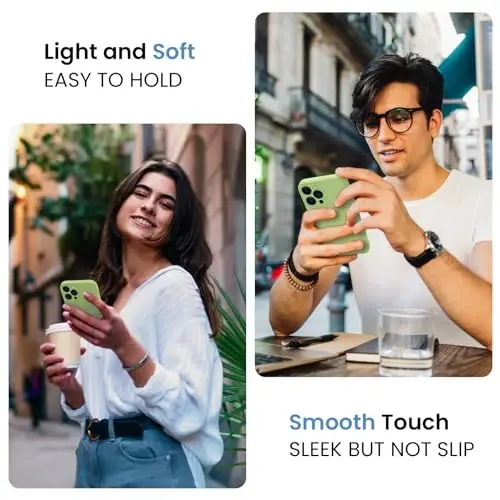 iPhone 14 Pro uchun FireNova gʻilofi, silikon yangilangan [Kamera himoyasi] Telefon gʻilofi [2 ekran himoyachisi bilan], ichida yumshoq chizishga qarshi mikrofiber qoplama, 6,1 dyuym, choy yashili - FIRENOVA (1)