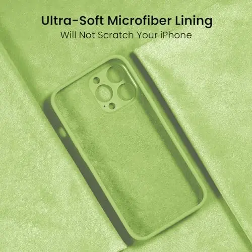 iPhone 14 Pro uchun FireNova gʻilofi, silikon yangilangan [Kamera himoyasi] Telefon gʻilofi [2 ekran himoyachisi bilan], ichida yumshoq chizishga qarshi mikrofiber qoplama, 6,1 dyuym, choy yashili - 5