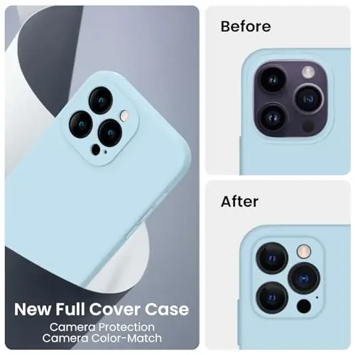 iPhone 14 Pro uchun FireNova gʻilofi, silikon yangilangan [Kamera himoyasi] Telefon gʻilofi [2 ekran himoyachisi bilan], ichida yumshoq tirnalishga qarshi mikrofiber astar, 6,1 dyuym, Osmon koʻk - 3