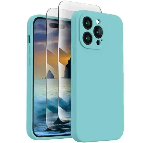 iPhone 14 Pro uchun FireNova gʻilofi, silikon yangilangan [Kamera himoyasi] Telefon gʻilofi [2 ekran himoyachisi bilan], ichki qismi yumshoq chizilishga qarshi mikrofiber astarli, 6,1 dyuym, dengiz koʻki - 1
