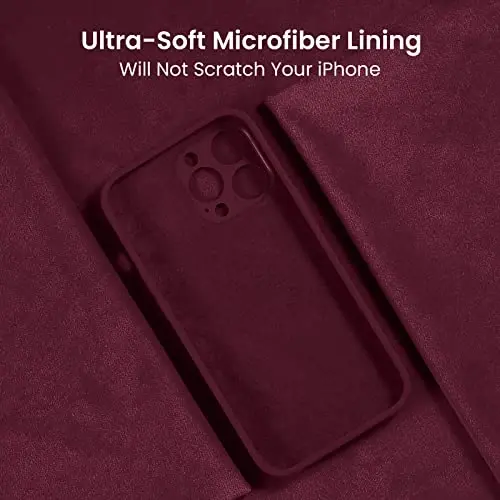 iPhone 14 Pro uchun FireNova g‘ilofi, silikon yangilangan [Kamera himoyasi] telefon g‘ilofi [2 ekran himoyachisi] bilan, ichki qismi yumshoq tirnalishga qarshi mikrofiber astarli, 6,1 dyuym, Olxo‘ri - 5
