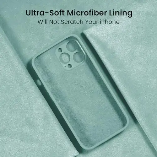 iPhone 14 Pro uchun FireNova g'ilofi, silikon yangilangan [Kamera himoyasi] Telefon g'ilofi [2 ekran himoyachisi] bilan, ichki qismi yumshoq tirnalishga qarshi mikrofiber astarli, 6,1 dyuym, yalpiz yashil - 5