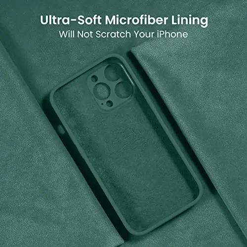 iPhone 14 Pro uchun FireNova gʻilofi, silikon yangilangan [Kamera himoyasi] Telefon gʻilofi [2 ekran himoyachisi] bilan, ichki tomoni yumshoq tirnalishga qarshi mikrofiber astarli, 6,1 dyuym, yarim tun yashil - 5