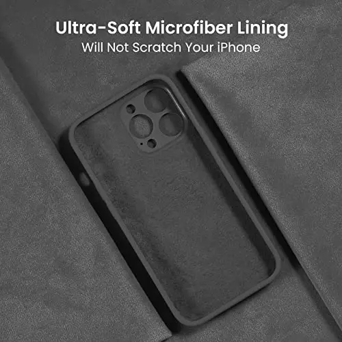 iPhone 14 Pro uchun FireNova gʻilofi, silikon yangilangan [Kamera himoyasi] Telefon gʻilofi [2 ekran himoyachisi] bilan, yumshoq tirnalishga qarshi mikrofiber astar ichida, 6,1 dyuym, kosmik kulrang - 5