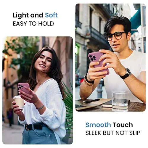iPhone 14 Pro uchun FireNova g'ilofi, silikon yangilangan [Kamera himoyasi] Telefon g'ilofi [2 ekran himoyachisi], yumshoq tirnalishga qarshi mikrofiber astar ichida, 6,1 dyuym, lila binafsha - 2