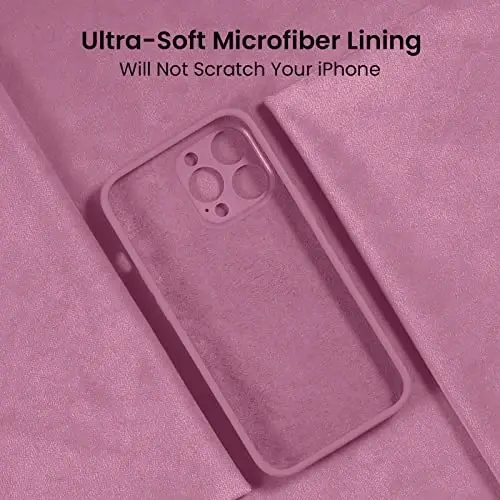 iPhone 14 Pro uchun FireNova g'ilofi, silikon yangilangan [Kamera himoyasi] Telefon g'ilofi [2 ekran himoyachisi], yumshoq tirnalishga qarshi mikrofiber astar ichida, 6,1 dyuym, lila binafsha - 5