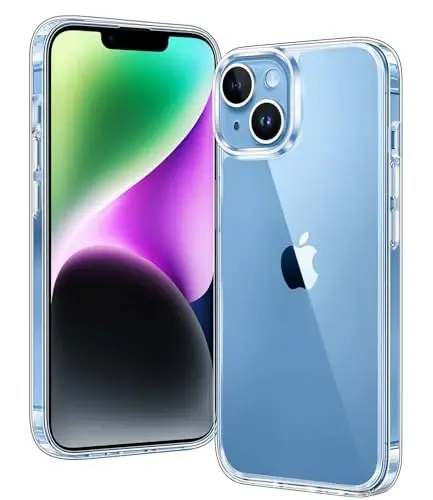iPhone 14 uchun FNTCASE g'ilofi: iPhone 13 Shaffof G'ilof | Harbiy darajadagi tushishdan himoya, sarg'ayishga qarshi, ingichka mobil telefon qopqog'i - Mustahkam zarbaga chidamli himoya bamperi (C-Shaffof) 