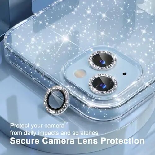 iPhone 14 uchun mos keladigan Choiche g'ilofi Ayollar uchun telefon g'ilofi, chiroyli yaltiroq, harbiy darajadagi tushishdan himoya, 2 ta olmos kamera linzalari qopqog'i, 2 ta закалённое shisha himoyachisi, 6,1 dyuym (yaltiroq tiniq) - 3