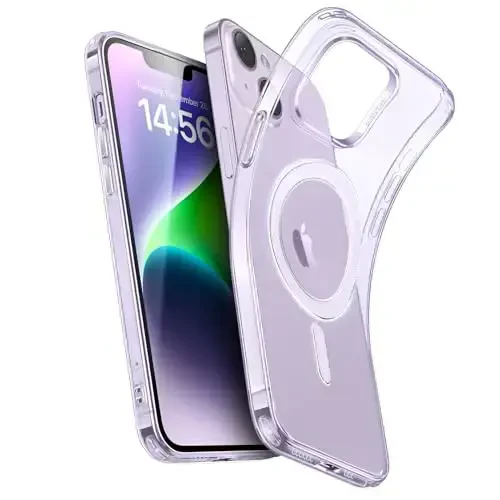 ESR for iPhone 14 Case iPhone 13 Case, Compatible with MagSafe, Military-Grade Protection, Resists Yellowing and Scratches, Magnetic Phone Case for iPhone 14 iPhone 13, Zero Series, Clear Purple - ESR