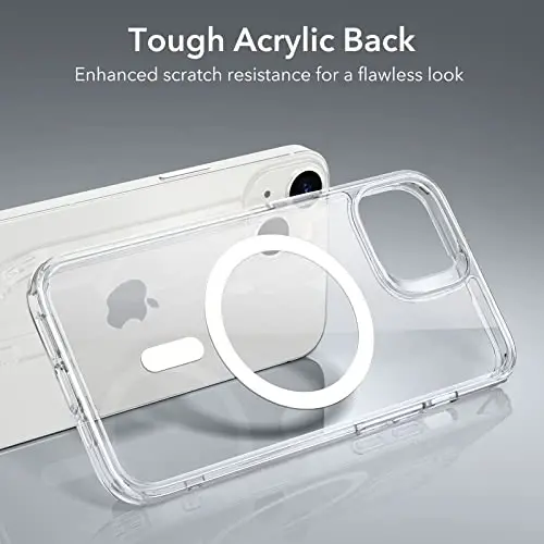 iPhone 14/13 uchun ESR korpus, MagSafe bilan mos keladi, zarbga chidamli harbiy darajadagi himoya, magnit telefon korpusi, shaffof 
