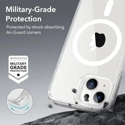 iPhone 14/13 uchun ESR korpus, MagSafe bilan mos keladi, zarbga chidamli harbiy darajadagi himoya, magnit telefon korpusi, shaffof - 6