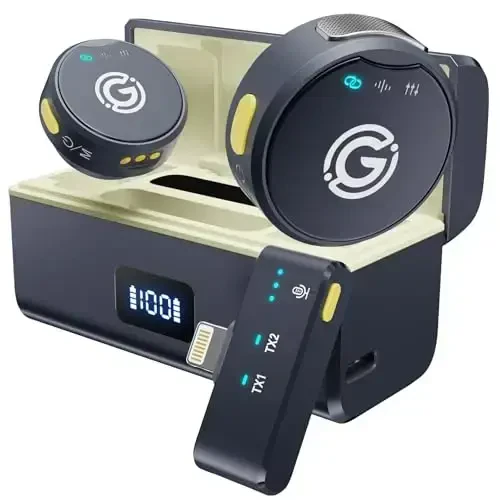 Gamiity Wireless Lavalier Microphone for iPhone 14/13/12, Lightning Mini Lapel Microphone Wireless, Hi-Fi Audio, Noise Cancellation, 35H Battery for Video Recording, Streaming - Sapphire Blue - 1