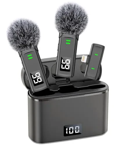 EZColoris Wireless Lavalier Microphones for iPhone 14/13/12/11 Pro/11/XS MAX/XR/8/7 Lapel Microphone for Video Recording Tiny Mics for YouTube Podcast with Carrying Case - EZColoris (1)