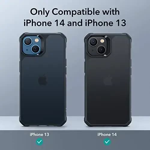 ESR for iPhone 14/iPhone 13 Case, Military-Grade Protection with Shock-Absorbing Corners, Scratch-Resistant and Anti-Yellowing Acrylic Back, Slim Protective Phone Case, Air-Armor Series, Frosted Black - ESR (1)