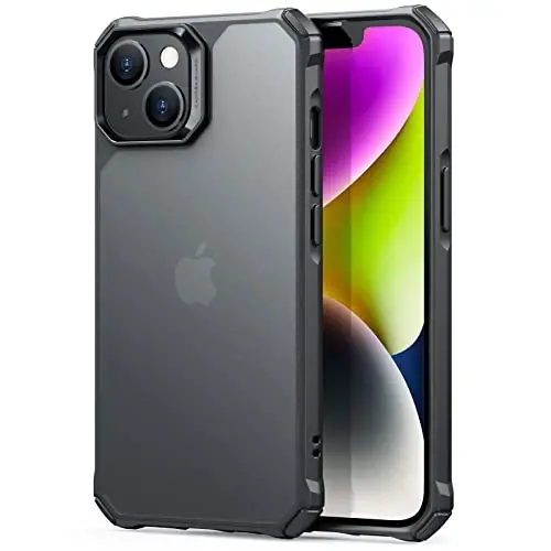 ESR for iPhone 14/iPhone 13 Case, Military-Grade Protection with Shock-Absorbing Corners, Scratch-Resistant and Anti-Yellowing Acrylic Back, Slim Protective Phone Case, Air-Armor Series, Frosted Black - 1