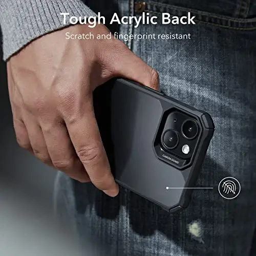 ESR for iPhone 14/iPhone 13 Case, Military-Grade Protection with Shock-Absorbing Corners, Scratch-Resistant and Anti-Yellowing Acrylic Back, Slim Protective Phone Case, Air-Armor Series, Frosted Black - 5