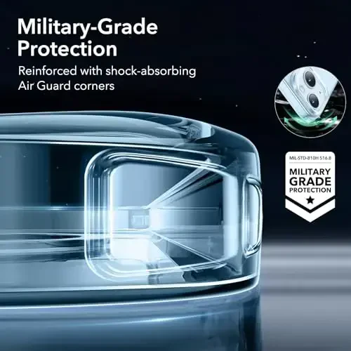 ESR Case for iPhone 14/iPhone 13 Case, Compatible with MagSafe, Clear Silicone Mobile Phone Case iPhone 14/13 Case, Shockproof Thin Yellowing Resistant Transparent Protective Case, Zero Series, Blue - 6