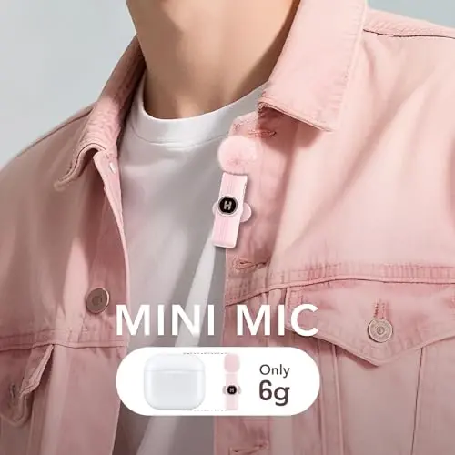 iPhone 15 16, iOS va Android qurilmalari uchun mini simsiz lavalier mikrofon - Yozib olish uchun USB C shovqinni kamaytiradigan lapel mikrofon, video yozish, Tiktok, Youtube, Vlog uchun Clip Omni Lav Mic Microfono - 2
