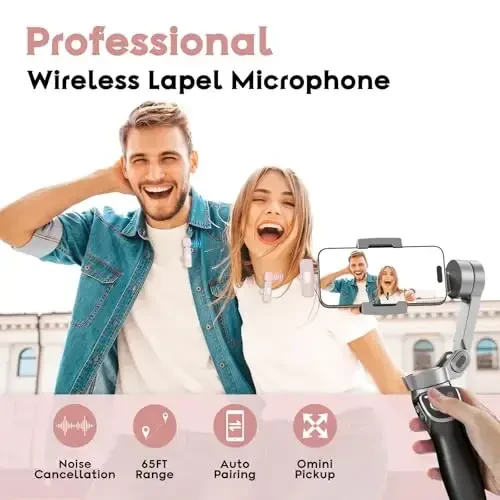 iPhone 15 16 uchun USB C Mini simsiz lavalier mikrofon, iOS va Android qurilmalari - yozuv uchun shovqinni kamaytiradigan yopinchiq mikrofon, video yozish uchun Omni lav mikrofon, Tiktok, Youtube, Vlog (pushti) - Modazone (1)