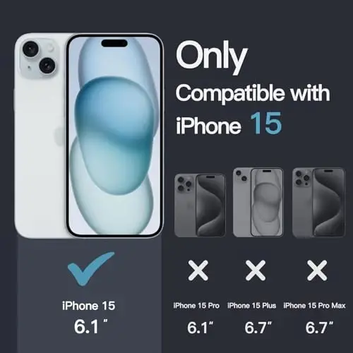 iPhone 15 6.1 dyuym uchun JETech g‘ilofi, sarg‘aymaydigan zarbaga chidamli telefon bamper qopqog‘i, tirnalishga chidamli va barmoq izlariga qarshi mat qopqoq (muzli tiniq) - JETECH (1)