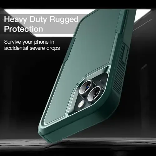 JETech Case for iPhone 15 6.1-Inch, Heavy Duty Dual-Layer Rugged Protection, Shockproof Protective Tough Phone Cover with Matte Back (Midnight Green) - 4