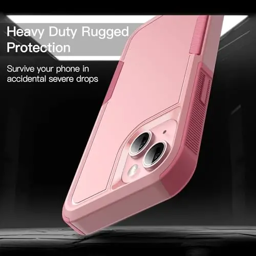 JETech Case for iPhone 15 6.1-Inch, Heavy Duty Dual-Layer Rugged Protection, Shockproof Protective Tough Phone Cover with Matte Back (Pink) - 4