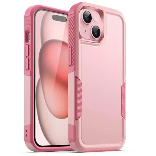 JETech Case for iPhone 15 6.1-Inch, Heavy Duty Dual-Layer Rugged Protection, Shockproof Protective Tough Phone Cover with Matte Back (Pink) 