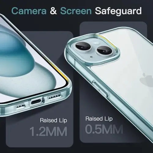 JETech Case for iPhone 15 6.1-Inch, Non-Yellowing Shockproof Phone Bumper Cover, Anti-Scratch Clear Back (Blue) - 4