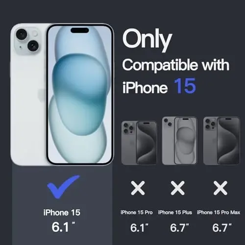 JETech Case for iPhone 15 6.1-Inch, Non-Yellowing Shockproof Phone Bumper Cover, Anti-Scratch Clear Back (Blue) - JETECH (1)