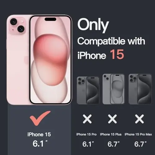 JETech Case for iPhone 15 6.1-Inch, Non-Yellowing Shockproof Phone Bumper Cover, Anti-Scratch Clear Back (Pink) - JETECH (1)