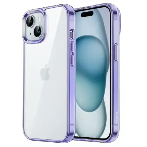 JETech Case for iPhone 15 6.1-Inch, Non-Yellowing Shockproof Phone Bumper Cover, Anti-Scratch Clear Back (Light Purple) - JETECH