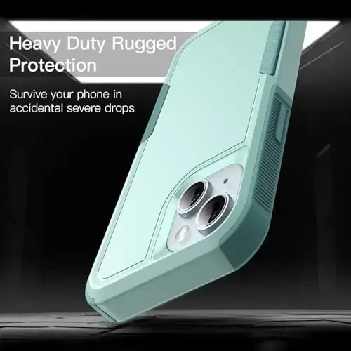 JETech Case for iPhone 15 6.1-Inch, Heavy Duty Dual-Layer Rugged Protection, Shockproof Protective Tough Phone Cover with Matte Back (Mint Green) - 4