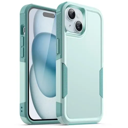 JETech Case for iPhone 15 6.1-Inch, Heavy Duty Dual-Layer Rugged Protection, Shockproof Protective Tough Phone Cover with Matte Back (Mint Green) 