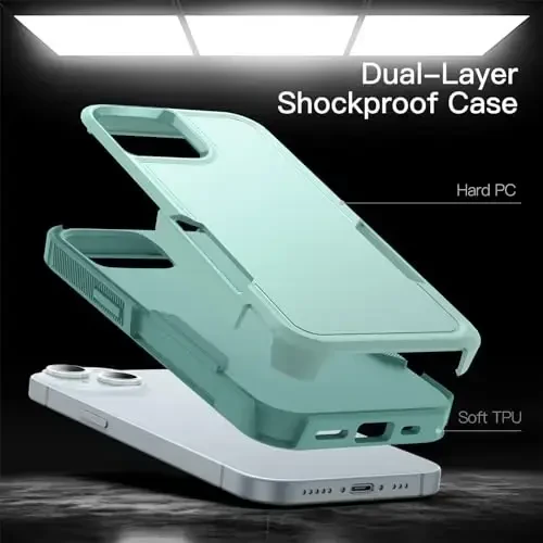 JETech Case for iPhone 15 6.1-Inch, Heavy Duty Dual-Layer Rugged Protection, Shockproof Protective Tough Phone Cover with Matte Back (Mint Green) - 3
