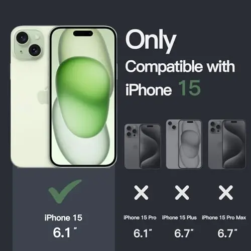 JETech Case for iPhone 15 6.1-Inch, Non-Yellowing Shockproof Phone Bumper Cover, Anti-Scratch Clear Back (Green) - 2