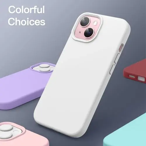 iPhone 15 6.1 inç için JETech Silikon Kılıf, İpeksi Dokunuşlu Tam Gövde Koruyucu Telefon Kılıfı, Darbeye Dayanıklı Kapak (Beyaz) - 2