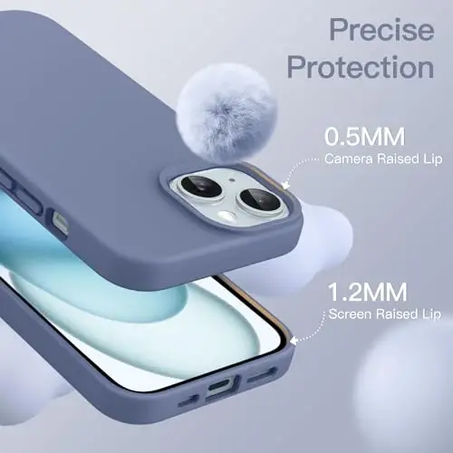 JETech Silicone Case for iPhone 15 6.1-Inch, Silky-Soft Touch Full-Body Protective Phone Case, Shockproof Cover (Winter Blue) - 5