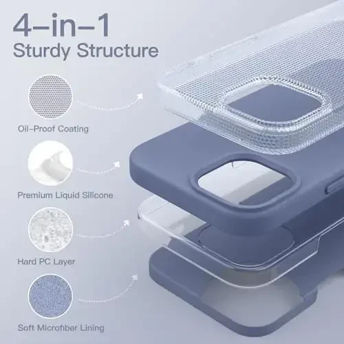 JETech Silicone Case for iPhone 15 6.1-Inch, Silky-Soft Touch Full-Body Protective Phone Case, Shockproof Cover (Winter Blue) - 3