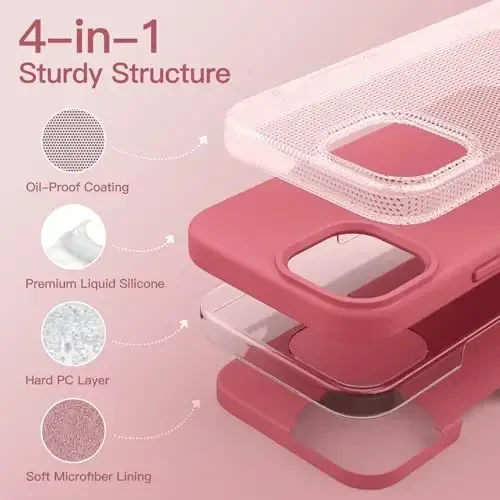 JETech Silicone Case for iPhone 15 6.1-Inch, Silky-Soft Touch Full-Body Protective Phone Case, Shockproof Cover (Guava) - 3