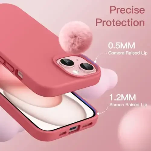 JETech Silicone Case for iPhone 15 6.1-Inch, Silky-Soft Touch Full-Body Protective Phone Case, Shockproof Cover (Guava) - 5