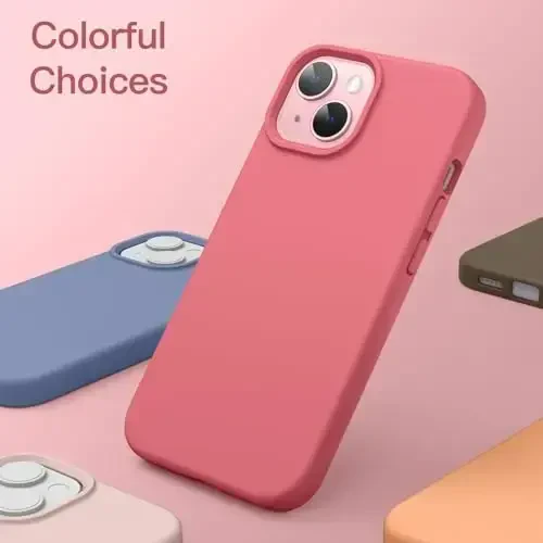 JETech Silicone Case for iPhone 15 6.1-Inch, Silky-Soft Touch Full-Body Protective Phone Case, Shockproof Cover (Guava) - 6